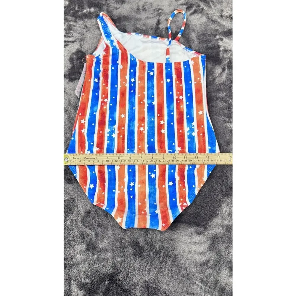 Girl's One Piece Swimsuit,Red, White, Blue patriotic.4th Of July L 10/12 NWT - Picture 5 of 8